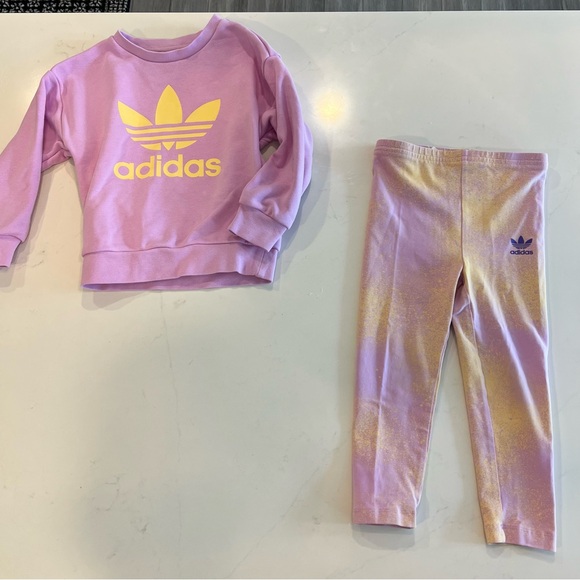 Adidas Kids Lilac and Yellow Tracksuit size 3T - Picture 1 of 5